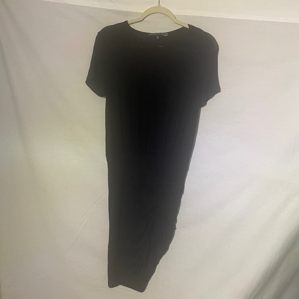 VERONICA BEARD JEANS Black Ruched Side T-Shirt Dress Size S